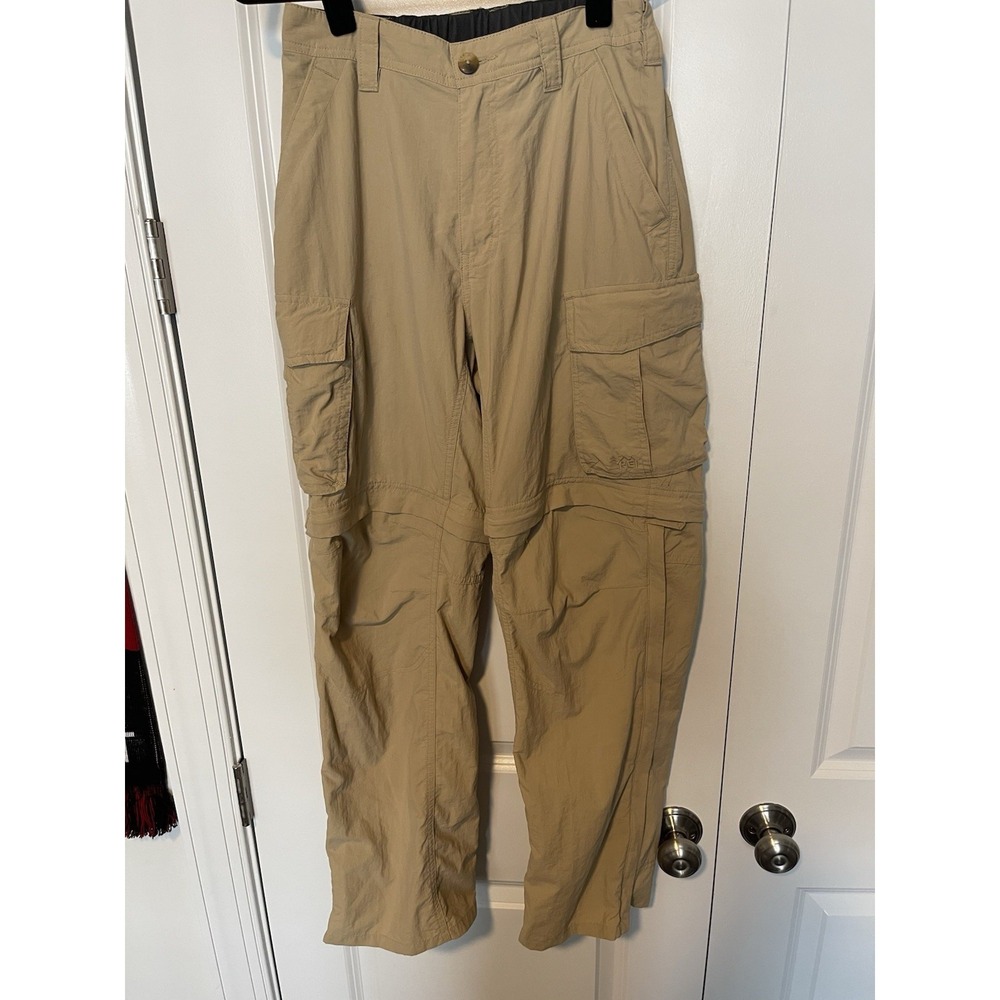 REI Convertible Pants Zip Off‎  Nylon Khaki Beige Mens Small 30" Ajustable Waist
